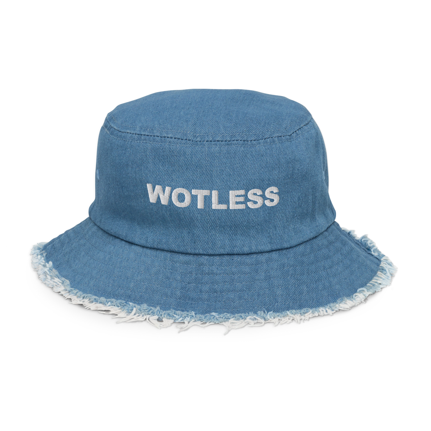 Wotless Distressed denim bucket hat