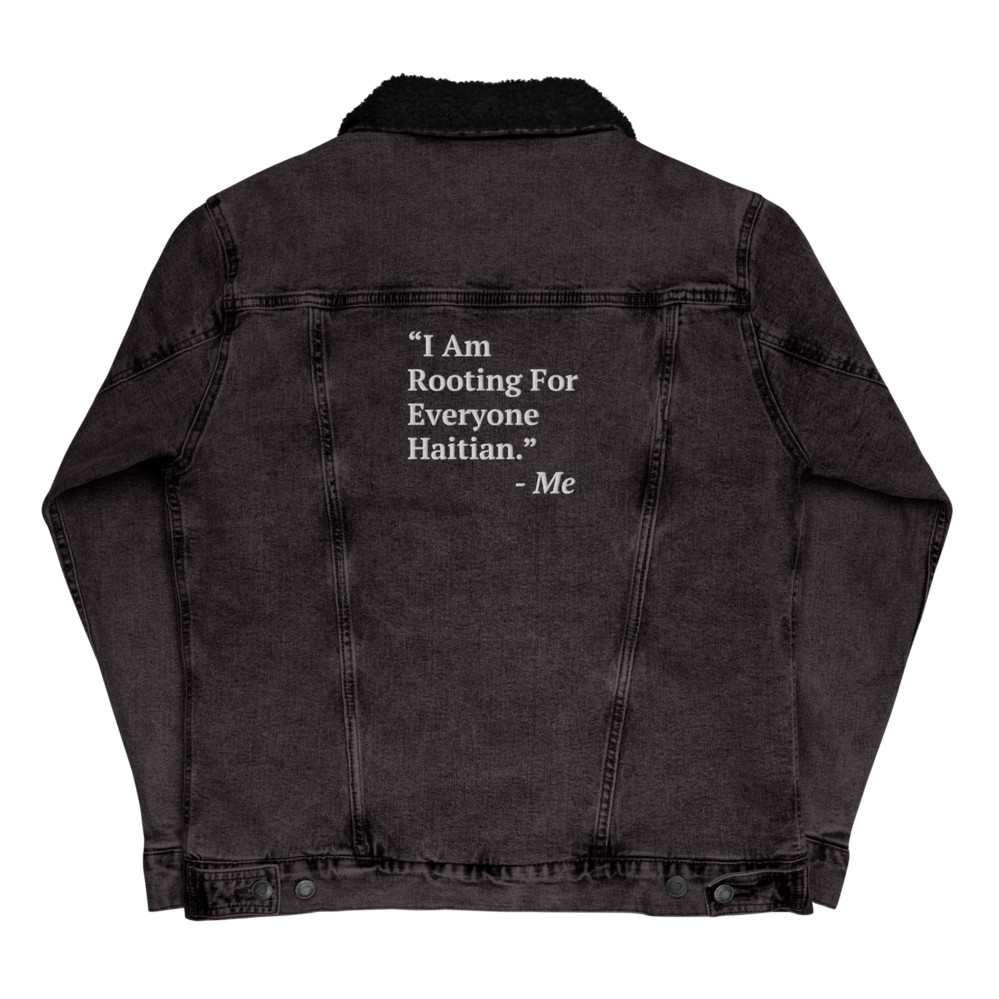 I Am Rooting: Haiti Unisex denim sherpa jacket
