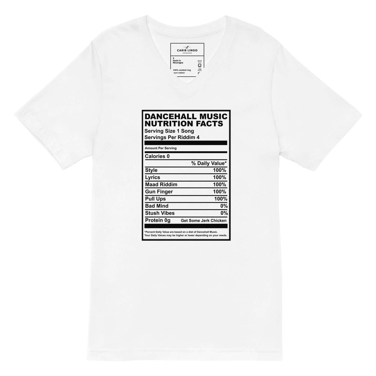 Dancehall Music Nutrition Facts V-Neck T-Shirt