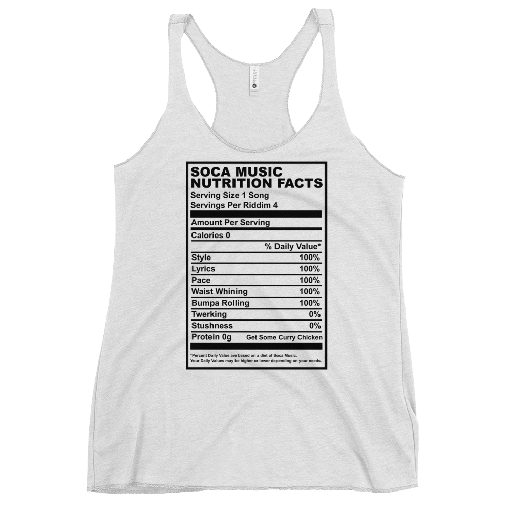 Soca Music Nutrition Facts Women's Racerback Tank
