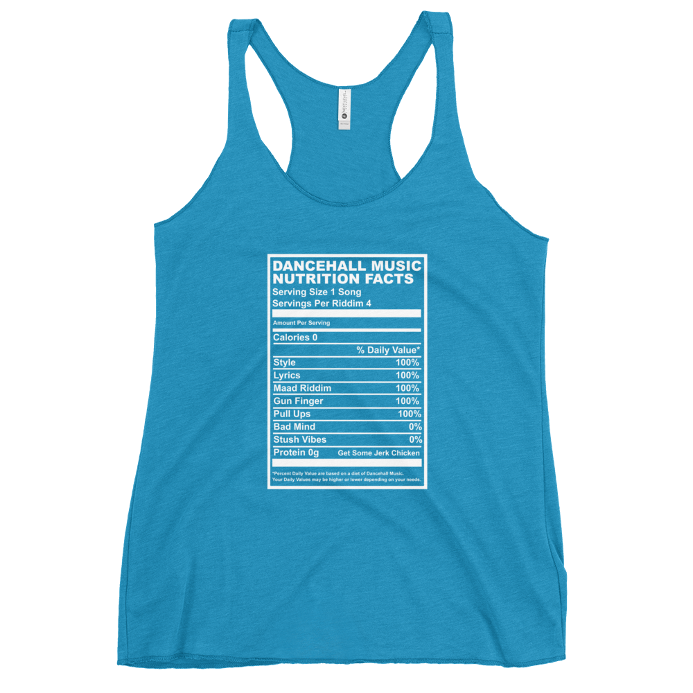 Dancehall Music Nutrition Facts Women's Racerback Tank