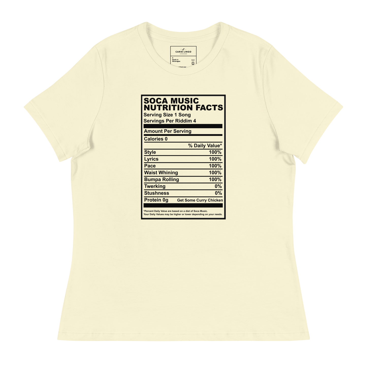 Soca Music Nutrition Facts Women's Relaxed T-Shirt