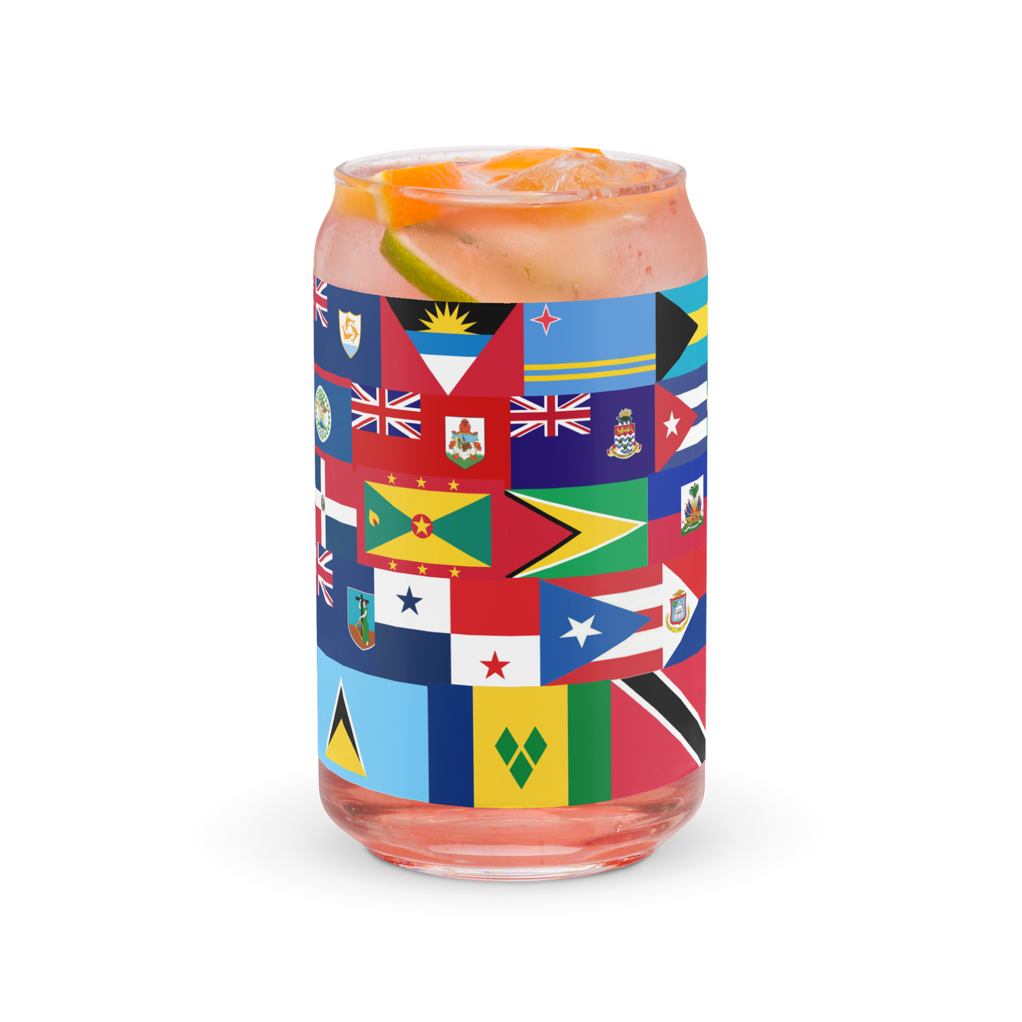 West Indian Flags Can-shaped glass