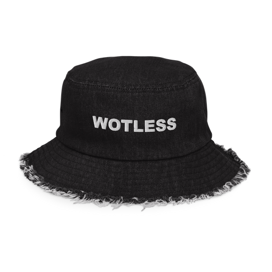 Wotless Distressed denim bucket hat