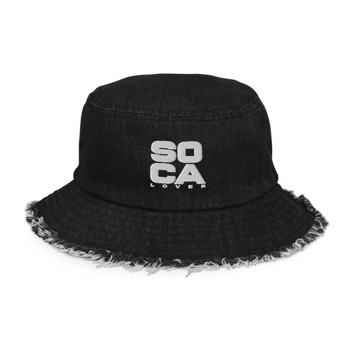 Soca Lover Distressed denim bucket hat