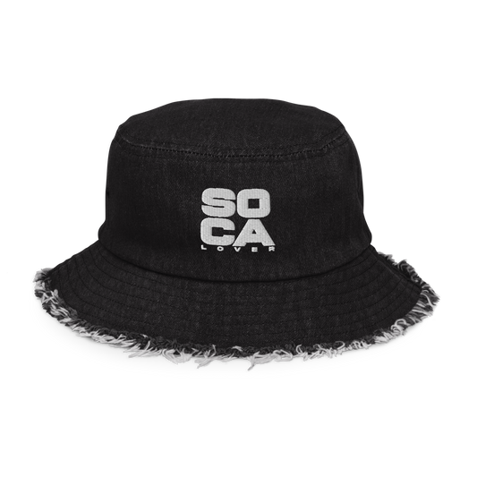 Soca Lover Distressed denim bucket hat