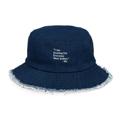 I Am Rooting: West Indian Distressed denim bucket hat