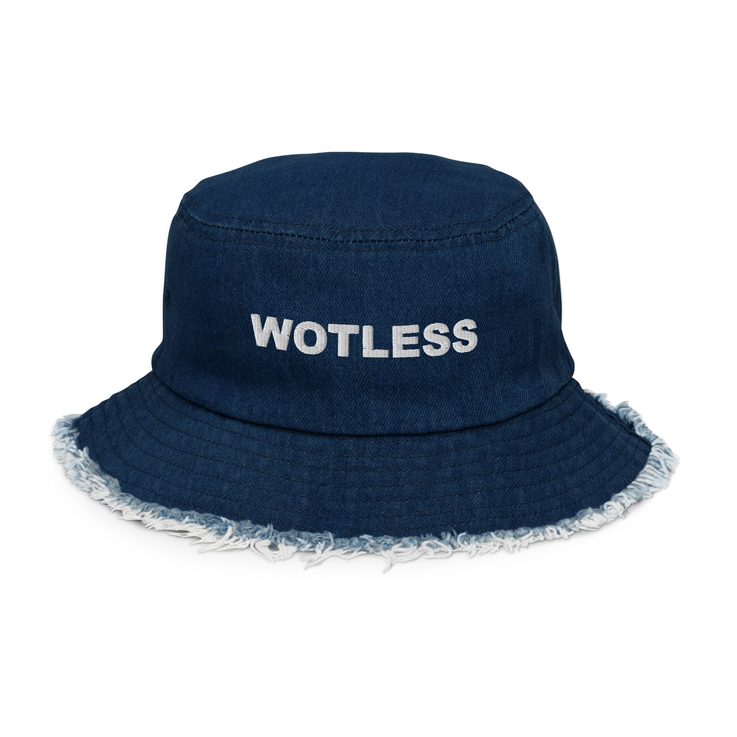Wotless Distressed denim bucket hat