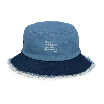 I Am Rooting: West Indian Distressed denim bucket hat