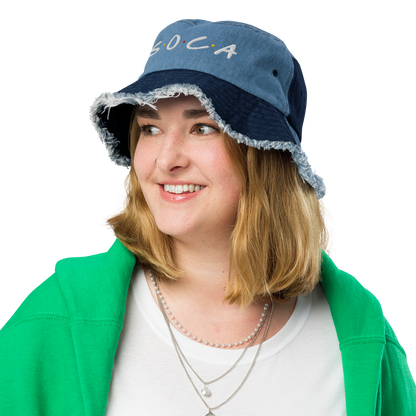 Soca Friends Distressed denim bucket hat