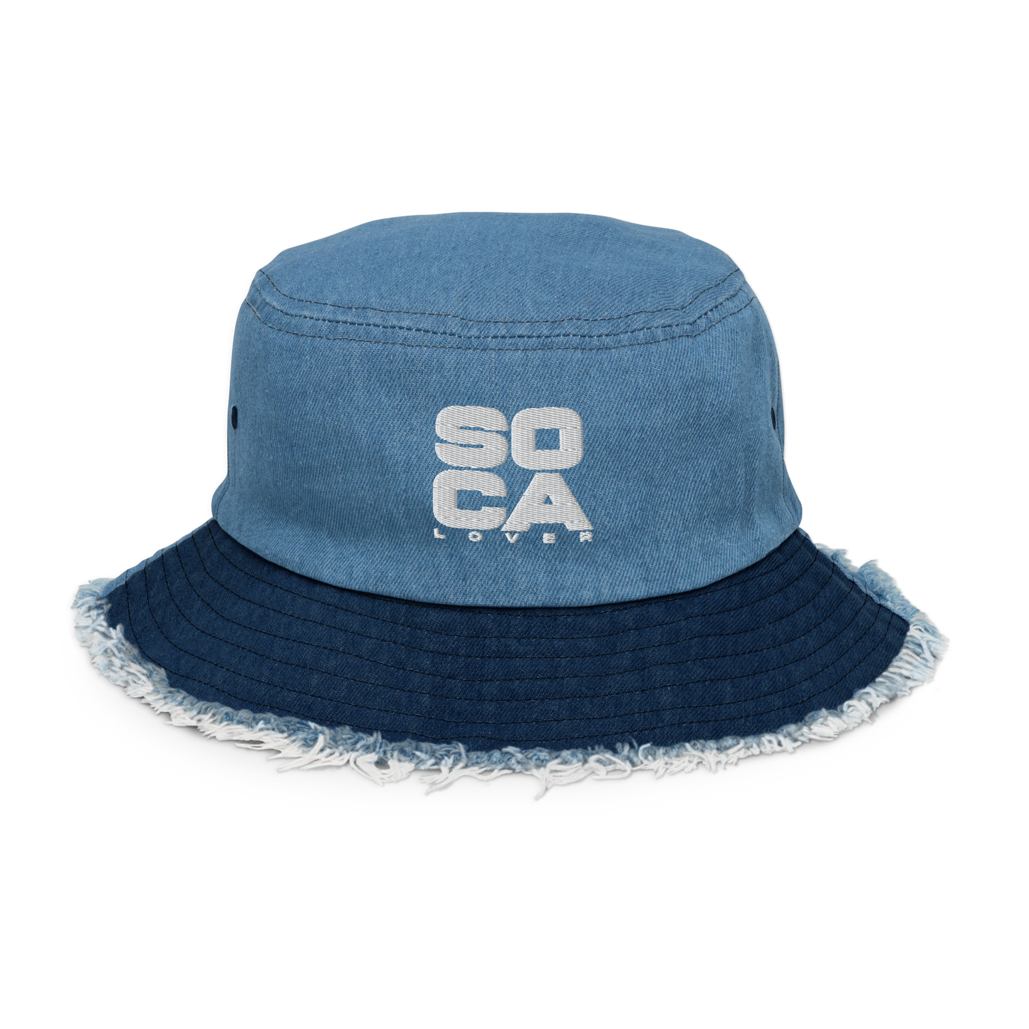 Soca Lover Distressed denim bucket hat