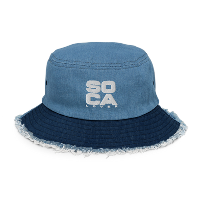 Soca Lover Distressed denim bucket hat