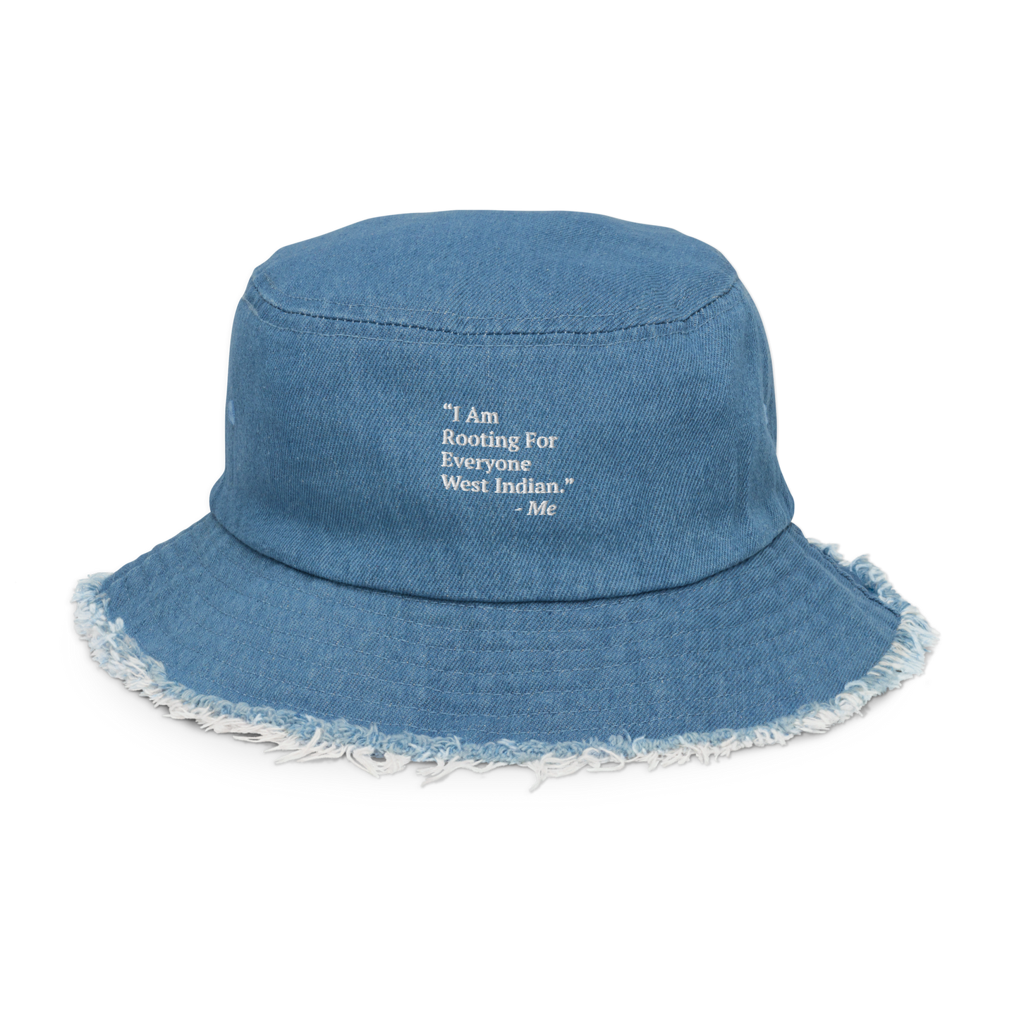 I Am Rooting: West Indian Distressed denim bucket hat