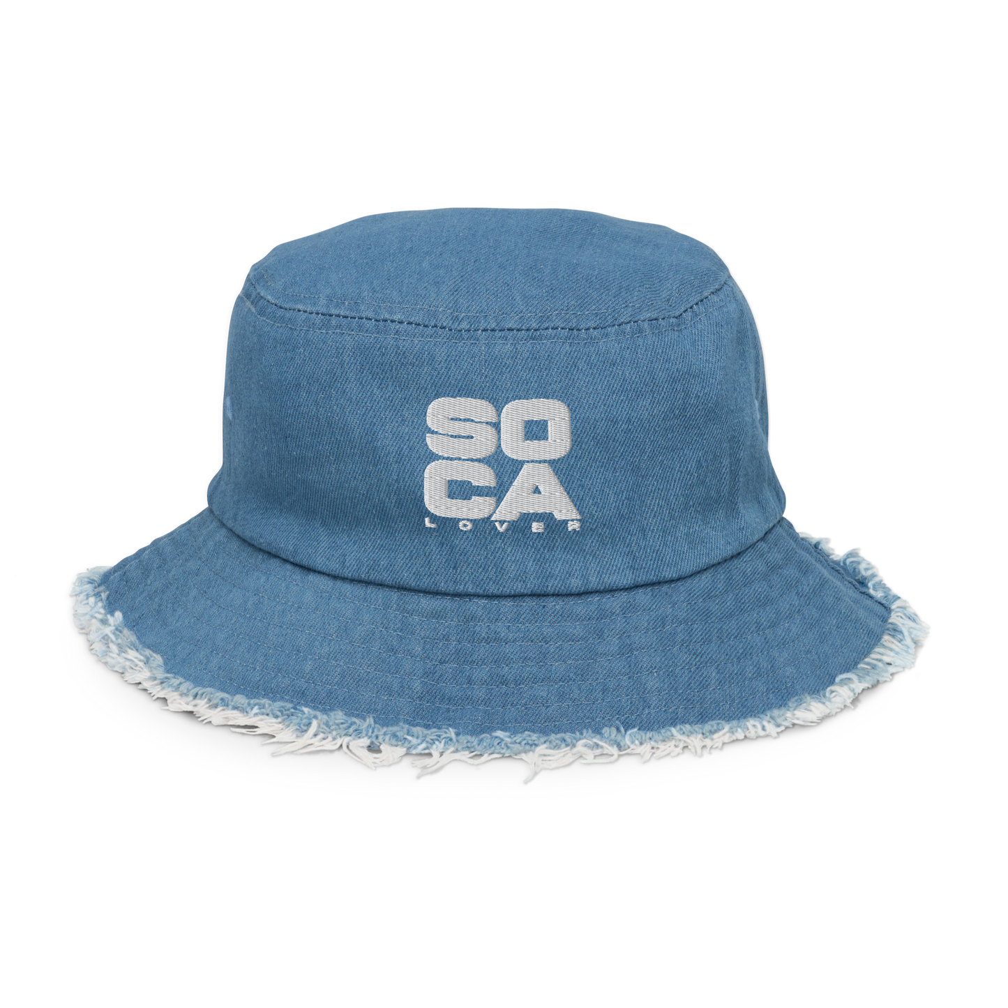 Soca Lover Distressed denim bucket hat