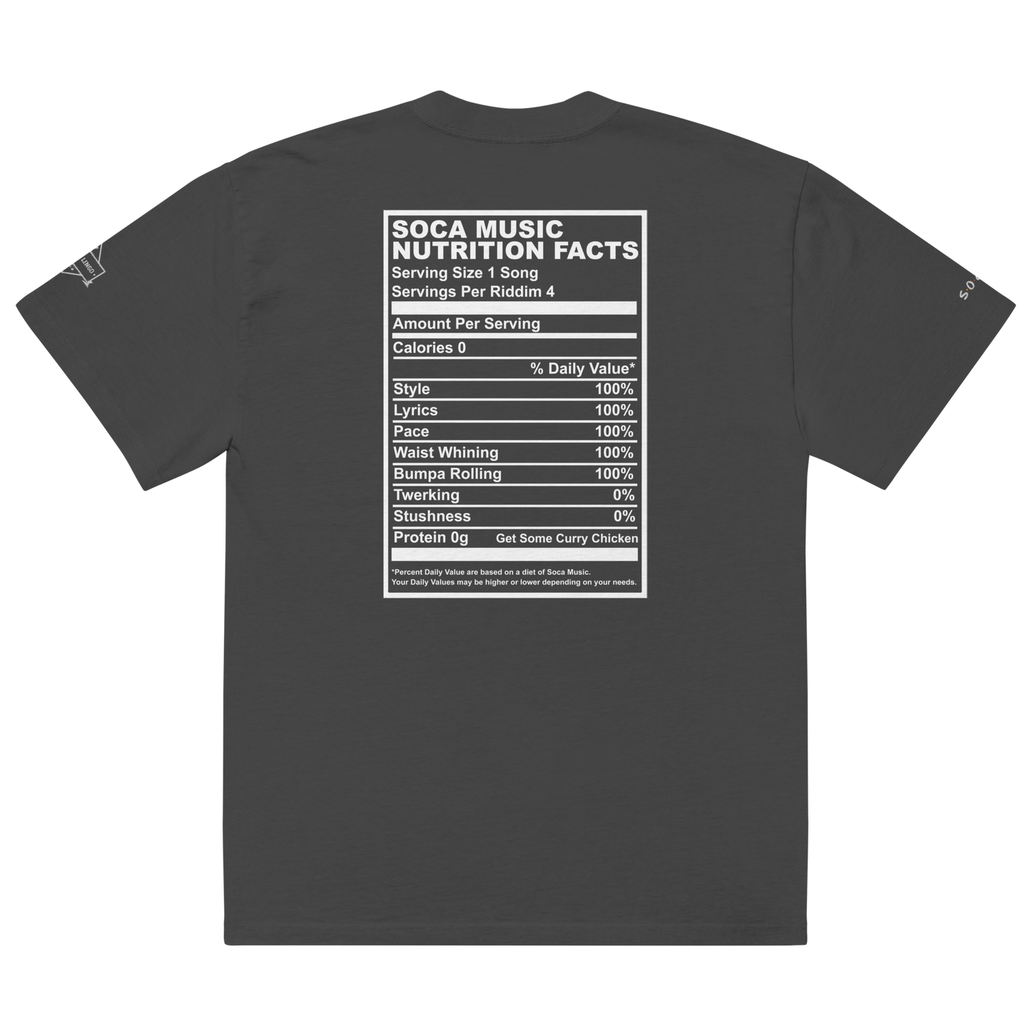 Soca Music Nutrition Facts Oversized faded t-shirt