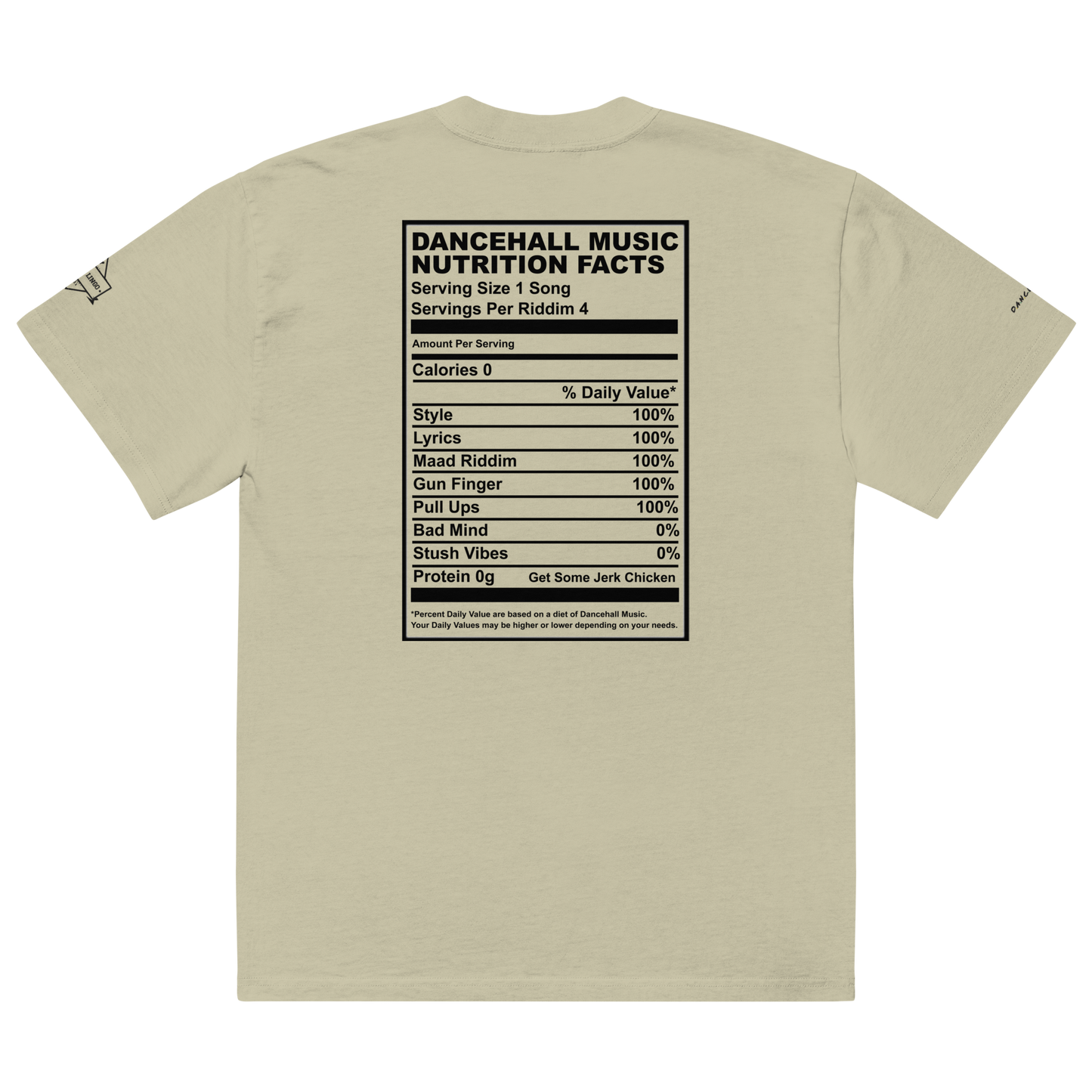 Dancehall Music Nutrition Facts Oversized faded t-shirt