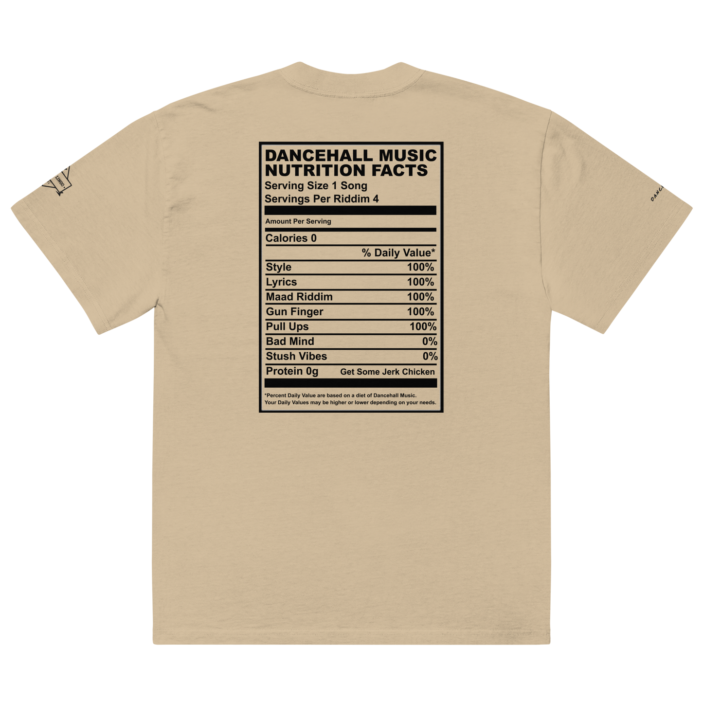 Dancehall Music Nutrition Facts Oversized faded t-shirt
