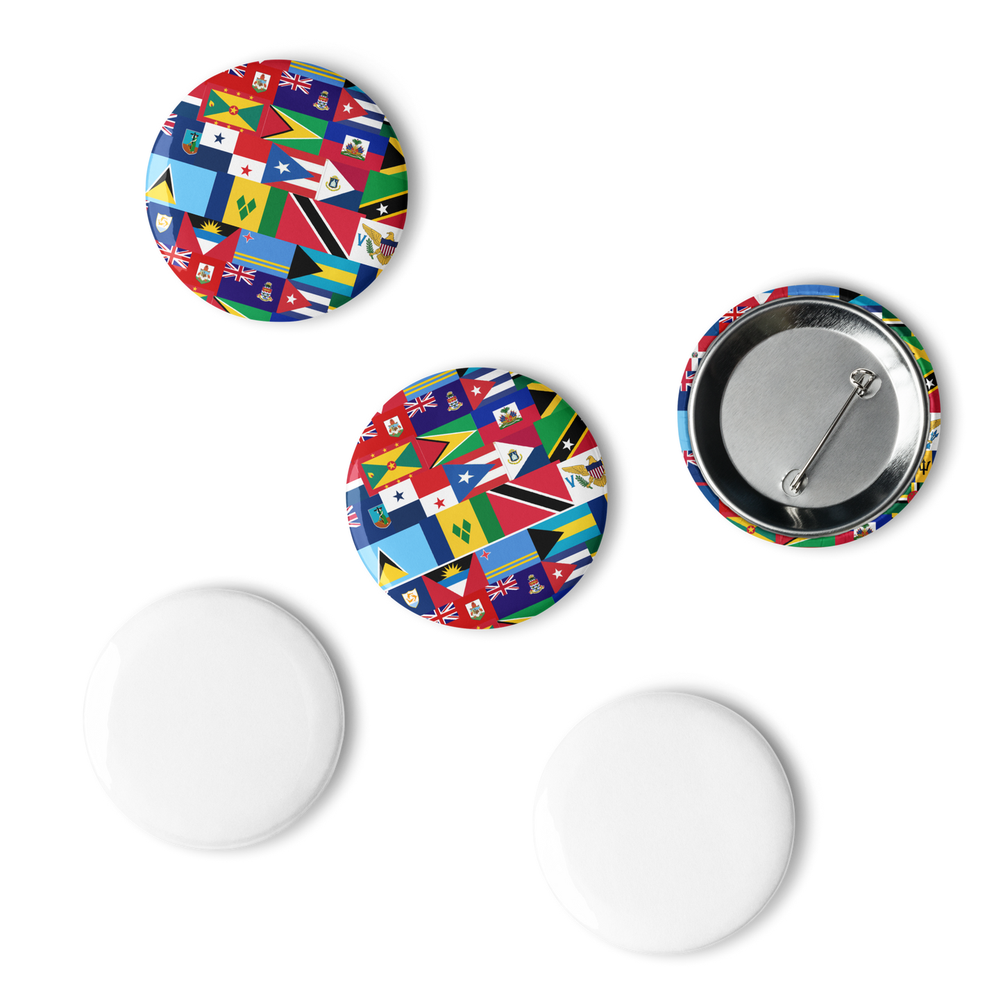 West Indian Flags Set of pin buttons