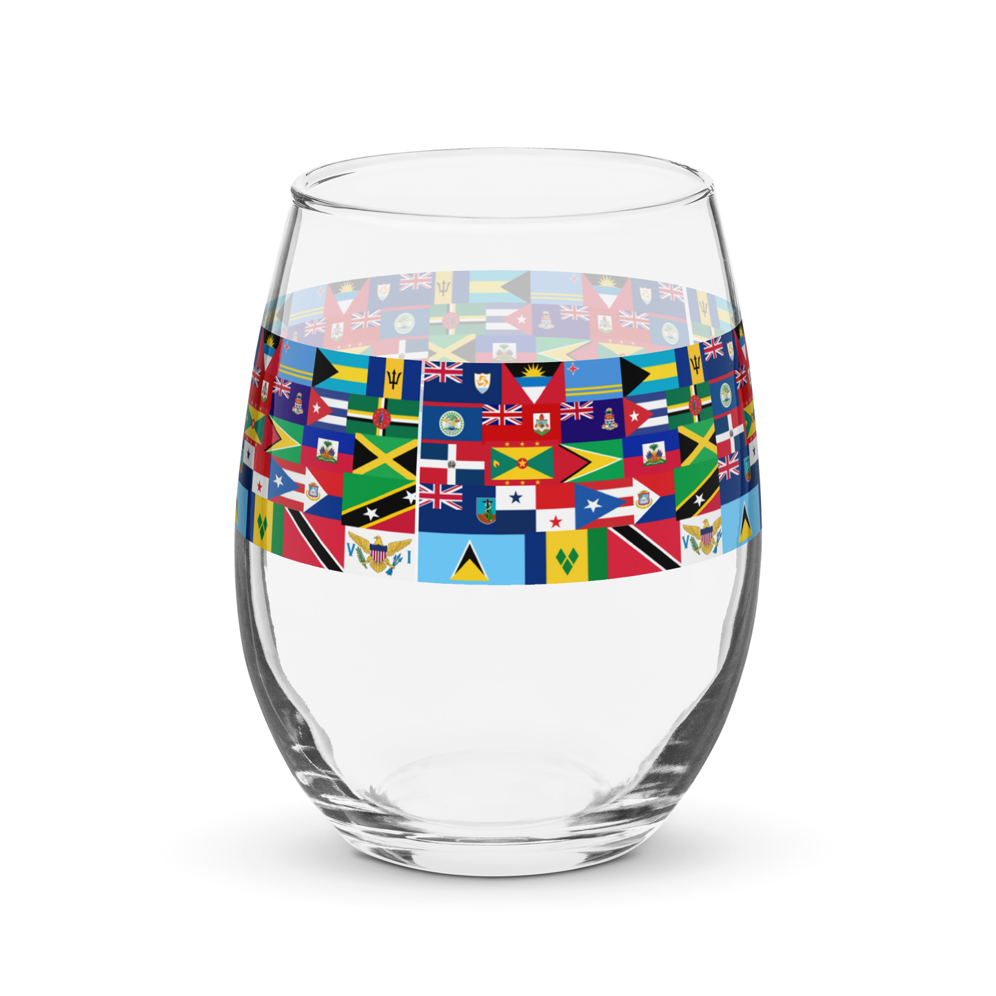 West Indian Flags Stemless wine glass