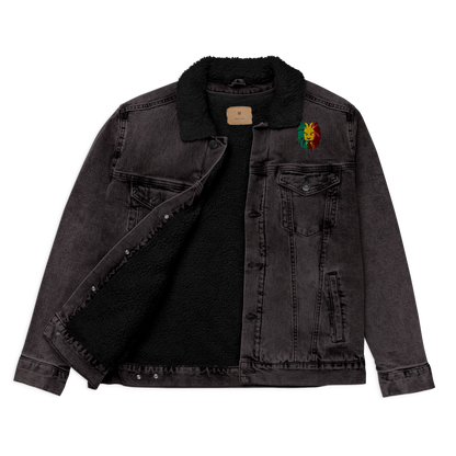 I Am Rooting: West Indian Unisex denim sherpa jacket