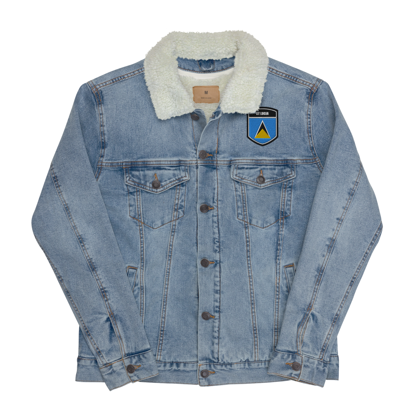 I Am Rooting: St. Lucia Unisex denim sherpa jacket