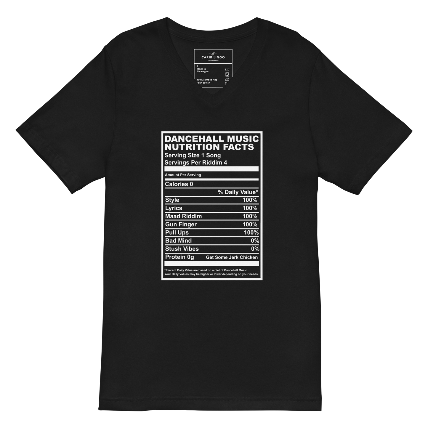 Dancehall Music Nutrition Facts V-Neck T-Shirt