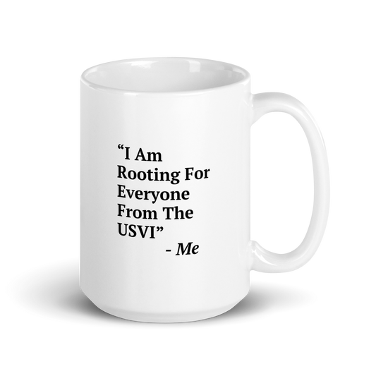 I Am Rooting: USVI White glossy mug