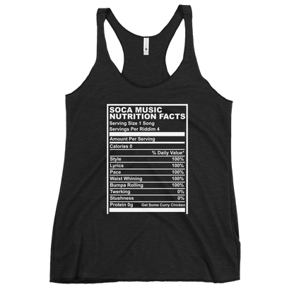 Soca Music Nutrition Facts Women's Racerback Tank