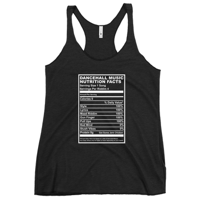 Dancehall Music Nutrition Facts Women's Racerback Tank