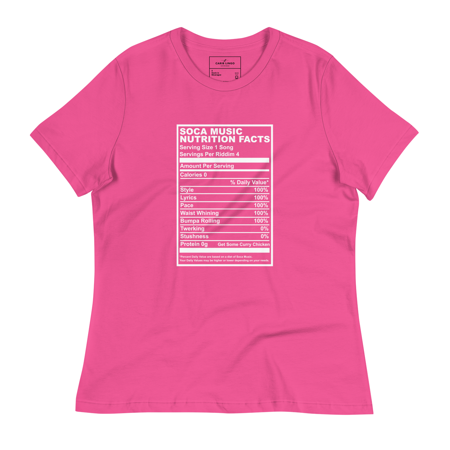 Soca Music Nutrition Facts Women's Relaxed T-Shirt