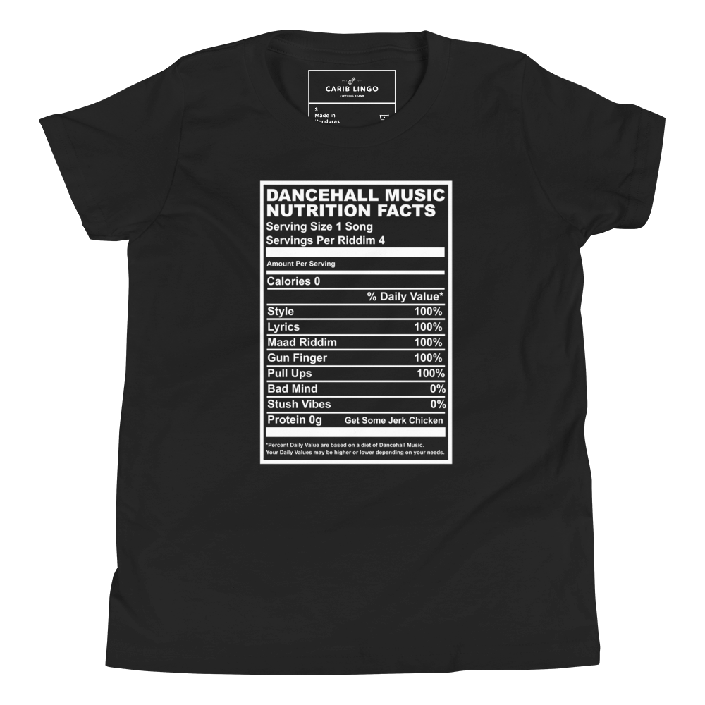 Dancehall Music Nutrition Facts Youth T-Shirt