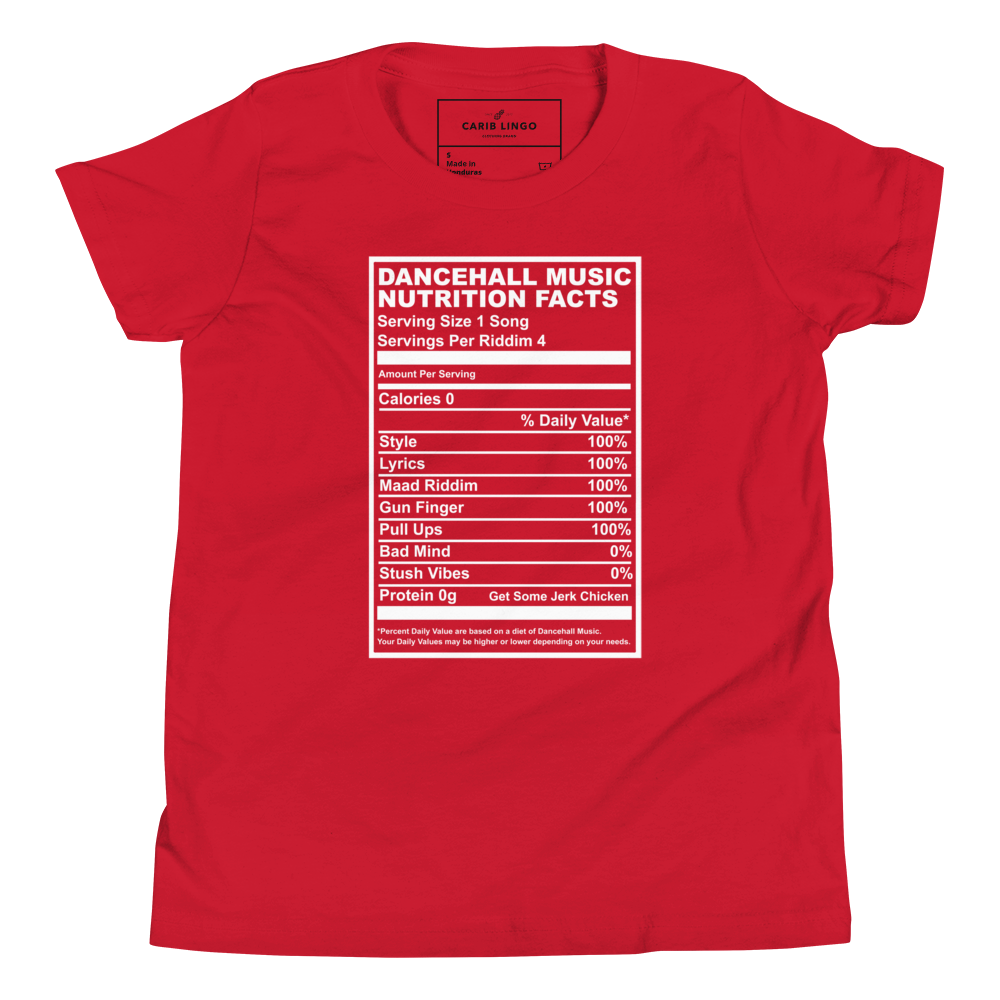 Dancehall Music Nutrition Facts Youth T-Shirt