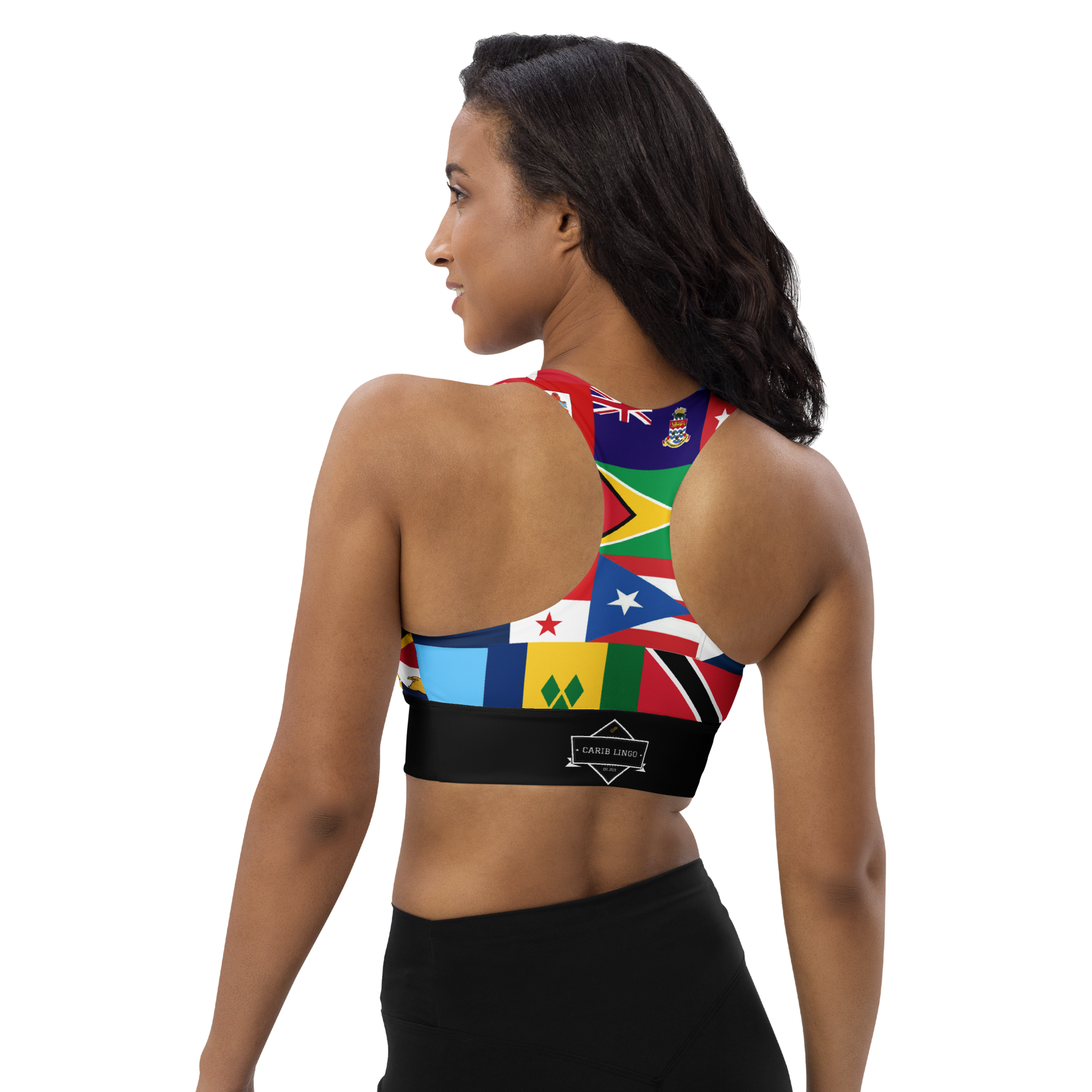 West Indian Flags Longline sports bra – Carib Lingo Co.