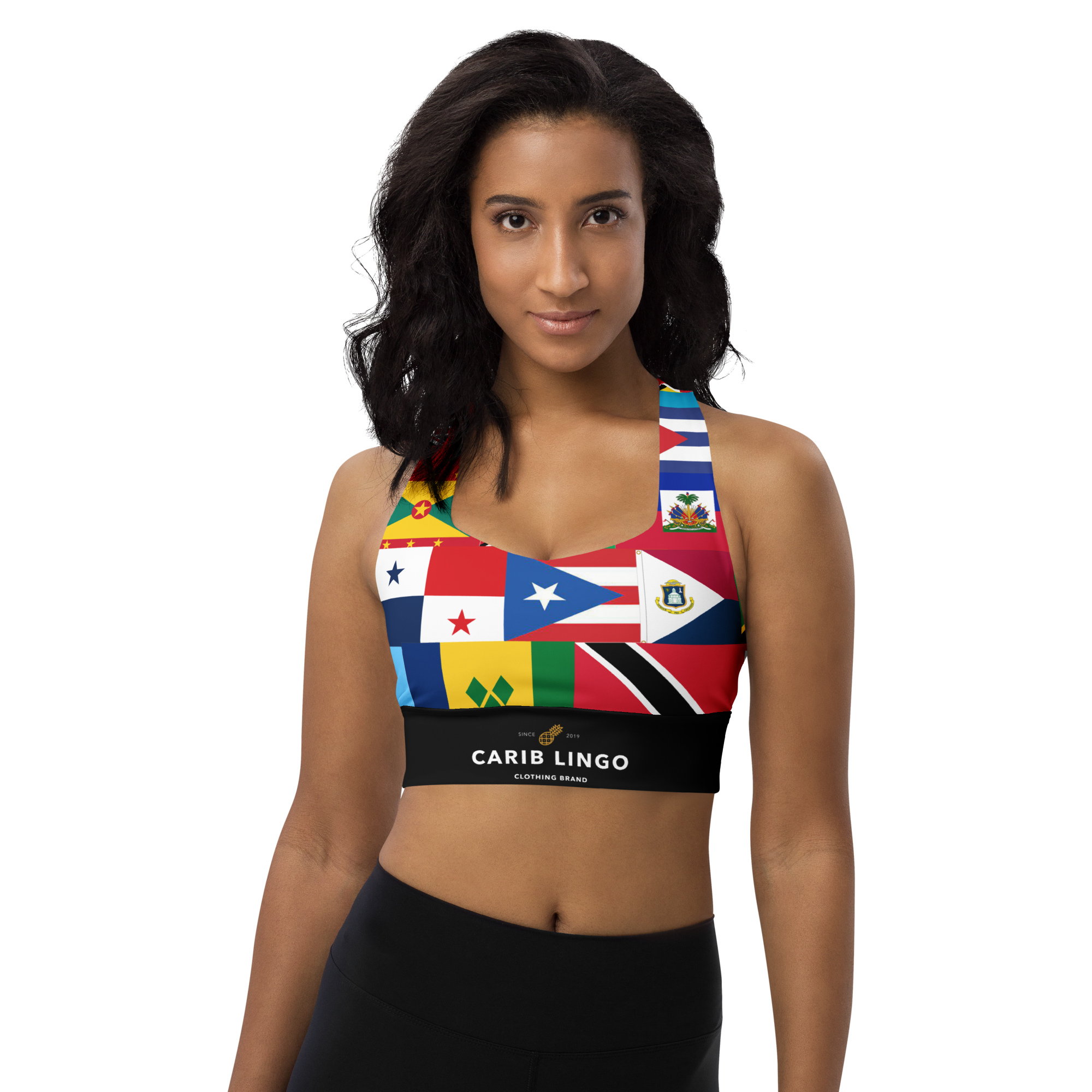 West Indian Flags Longline sports bra – Carib Lingo Co.