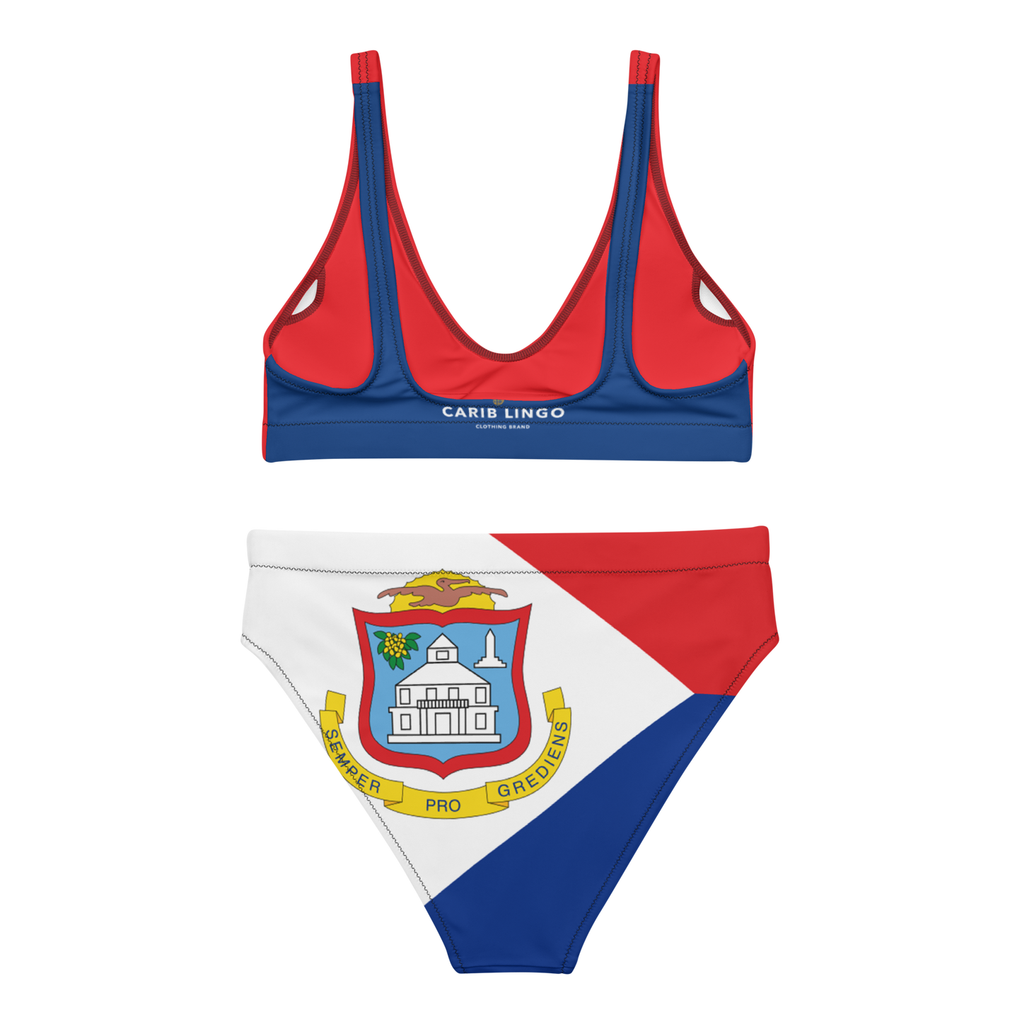 I Am Rooting: Sint Maarten Recycled high-waisted bikini