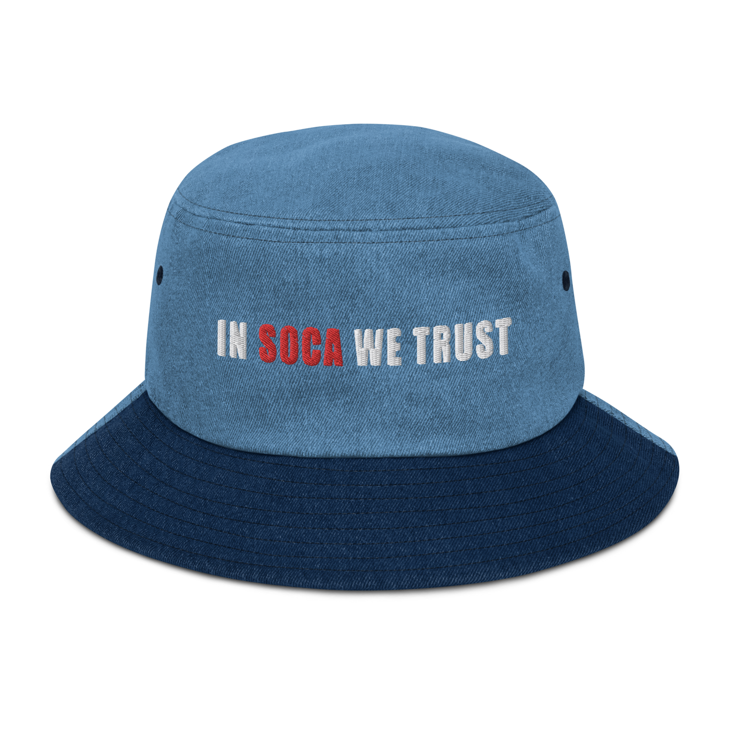 In Soca We Trust Denim bucket hat