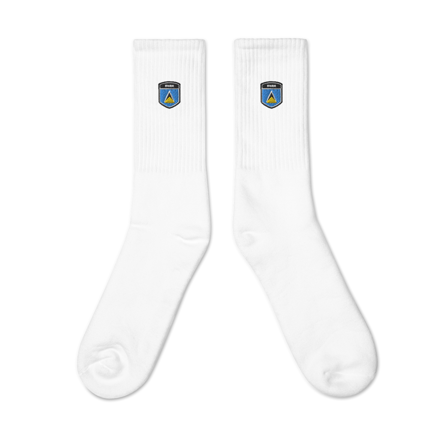St Lucia Flag Embroidered socks