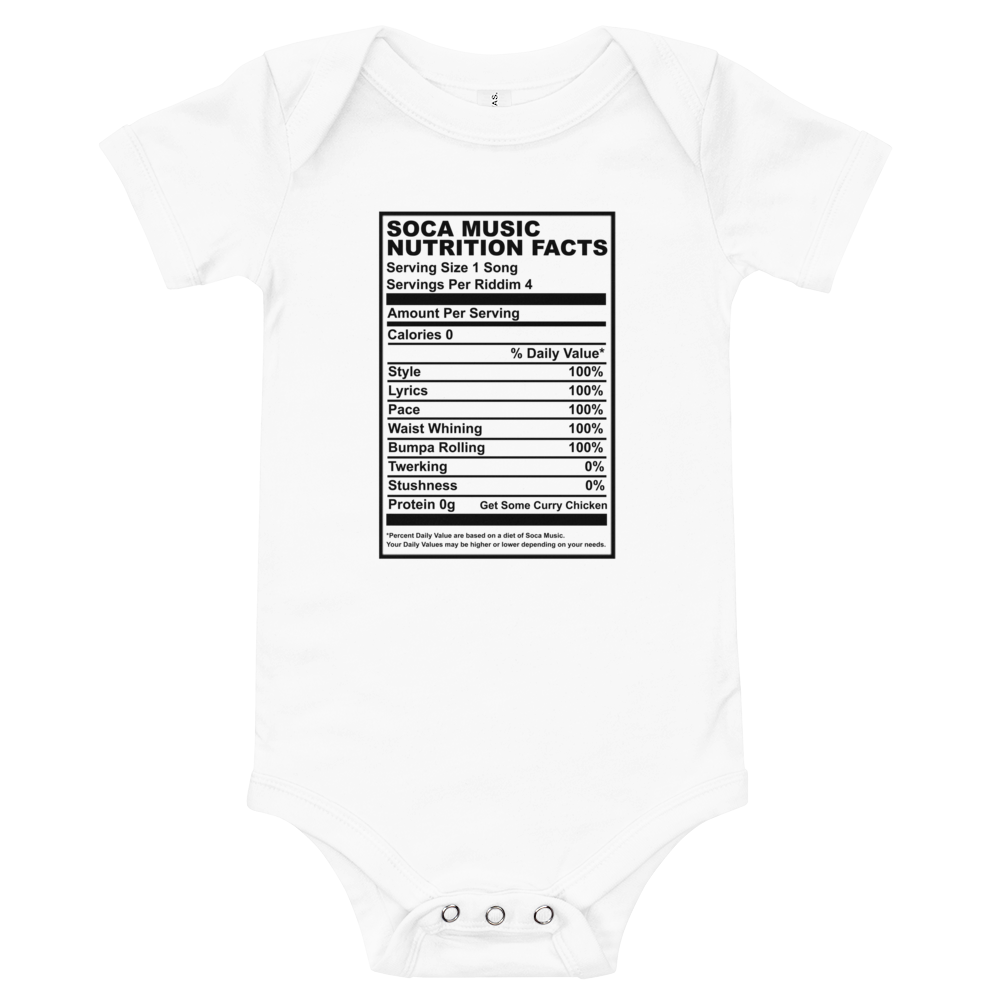 Soca Music Nutrition Facts Baby One Piece
