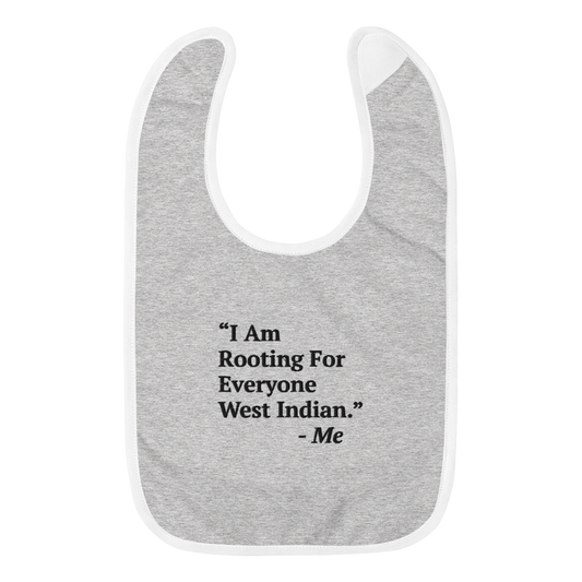 I Am Rooting: West Indian Embroidered Baby Bib