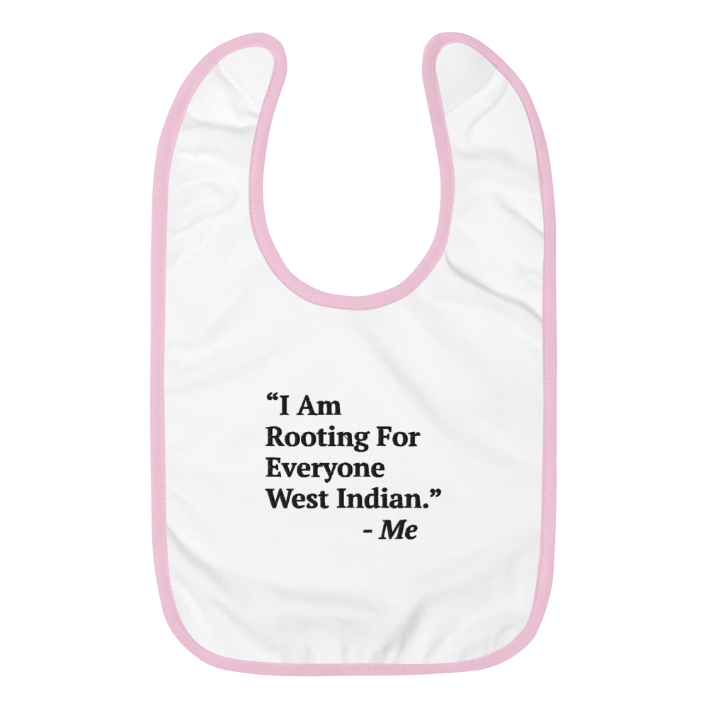 I Am Rooting: West Indian Embroidered Baby Bib