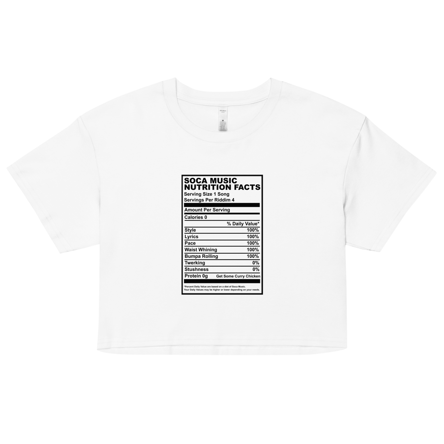 Soca Music Nutrition Facts Women’s crop top